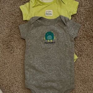 Adorable Gray and Green Monster Bodysuit Set